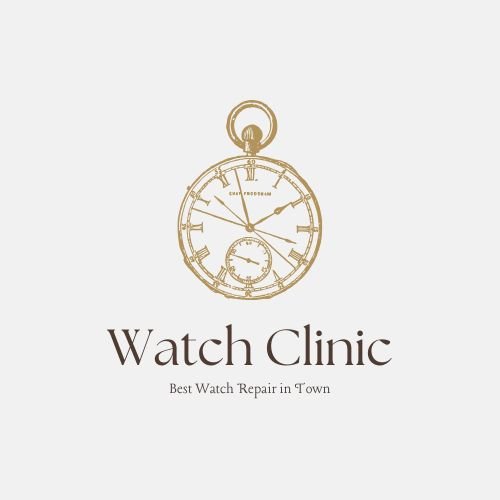 black and white elegant watch illustration watch repair logo